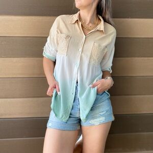 🌸 Boho-Chic Ombre Button-Down Shirt 🌸